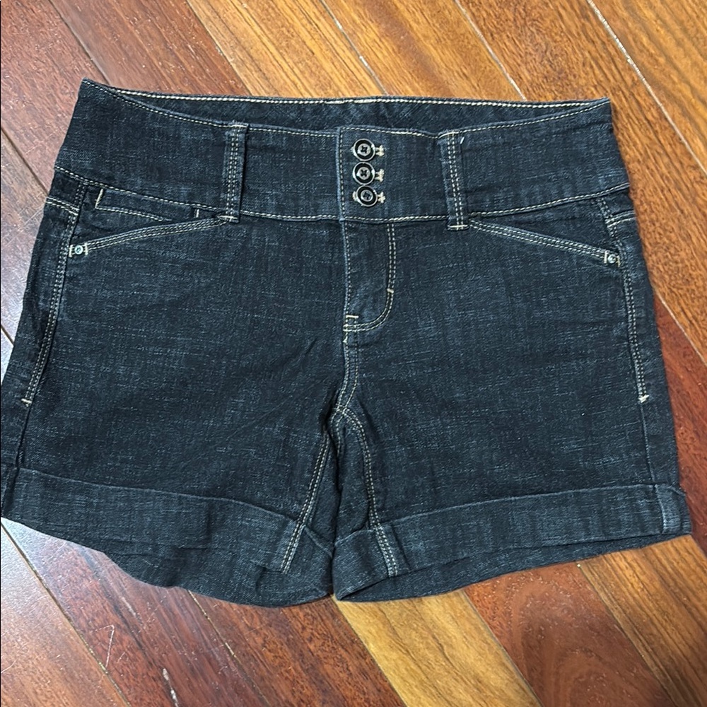 White House Black Market Black Jean Shorts with Cuffed Hem